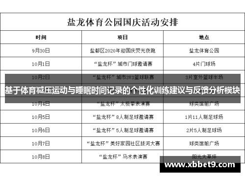 基于体育减压运动与睡眠时间记录的个性化训练建议与反馈分析模块
